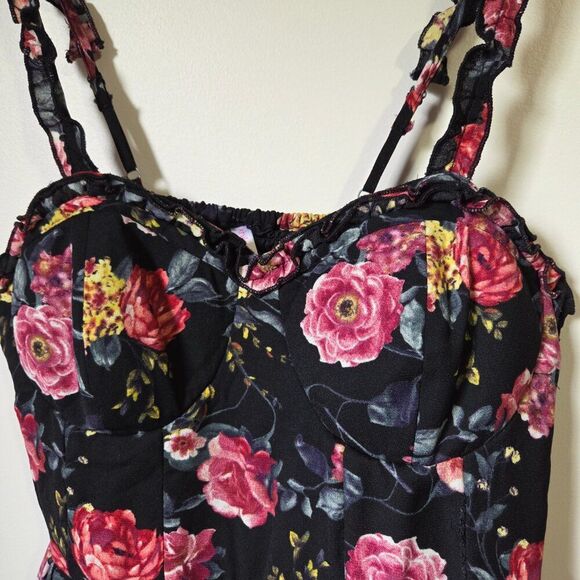 EUC XHILARATION FLORAL BUSTIER TANK SHORT DRESS SIZE L - Picture 9 of 13